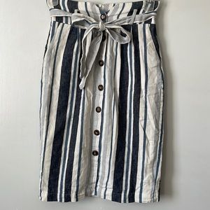 Striped button front midi skirt with pockets!